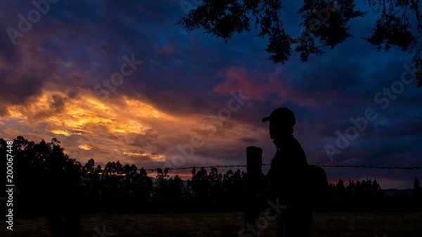 Fototapeta Sunset shadow siluet