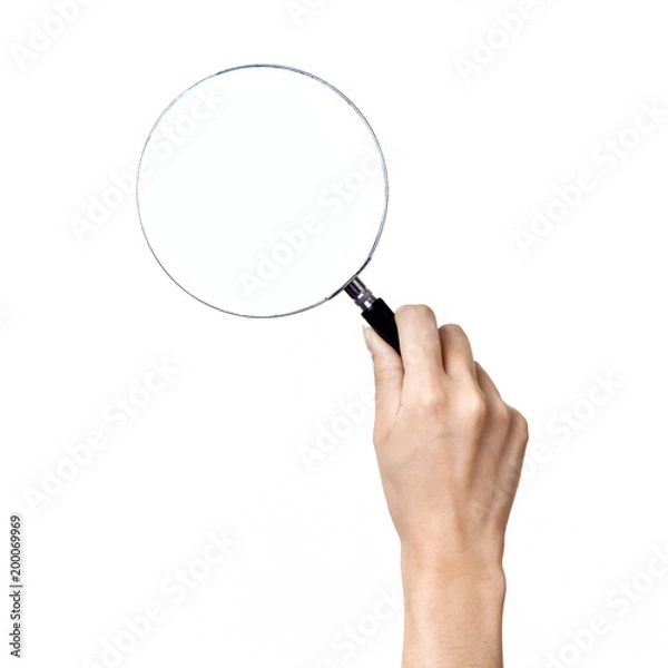 Obraz hand symbol, grab magnifier isolated white background