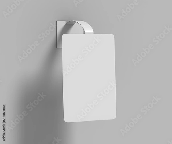 Fototapeta Blank White Advertising PVC shelf wobbler plastic shelf dangler for shopping centers. 3d render illustration.