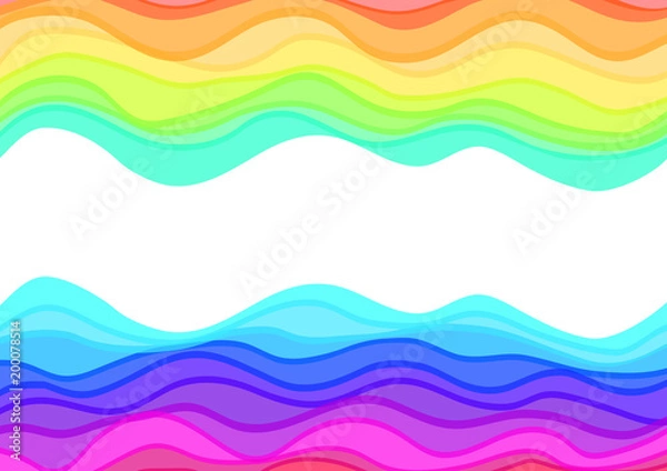 Fototapeta Rainbow background with colorful waves and white back for the simple text