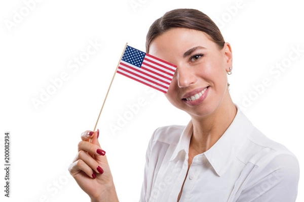 Obraz Girl with usa flag