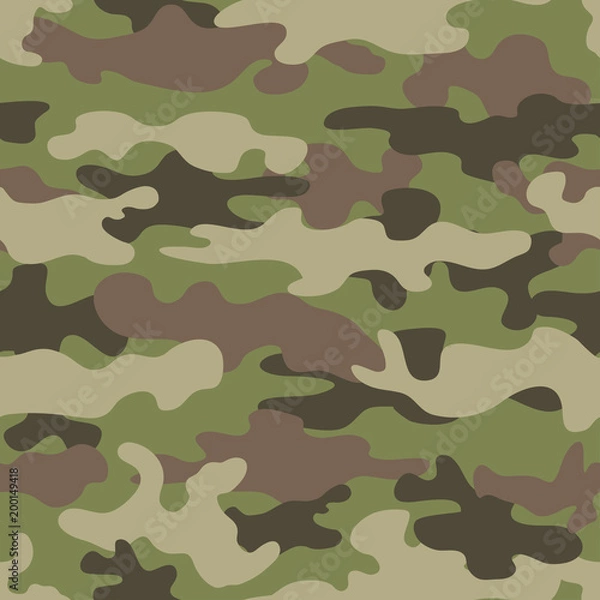 Fototapeta Camouflage seamless pattern. Abstract military style backdrop. Great for print on fabric. Vector illustration.
