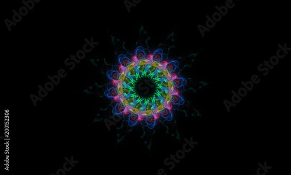 Fototapeta Abstract colorful round flower wallpaper with black background
