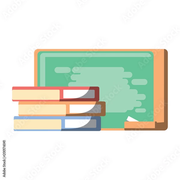 Obraz books and school chalkboard icon over white background, colorful design. vector illustration
