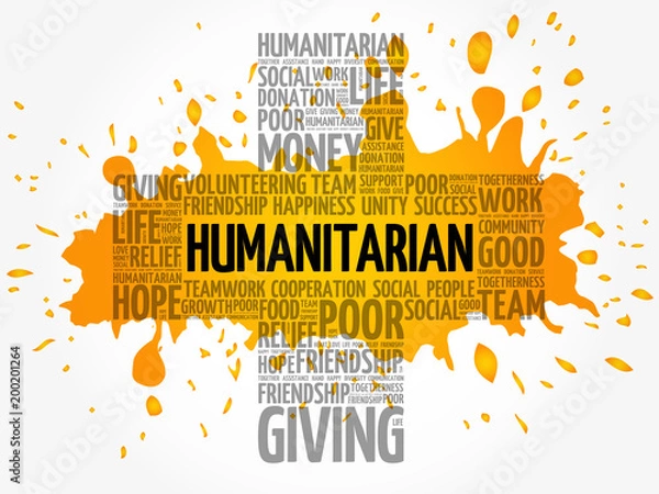 Obraz Humanitarian word cloud collage, cross concept background