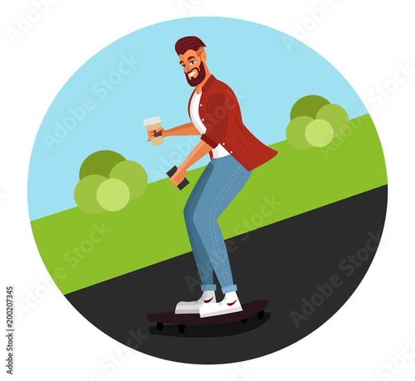 Fototapeta Cool vector hipster man character
