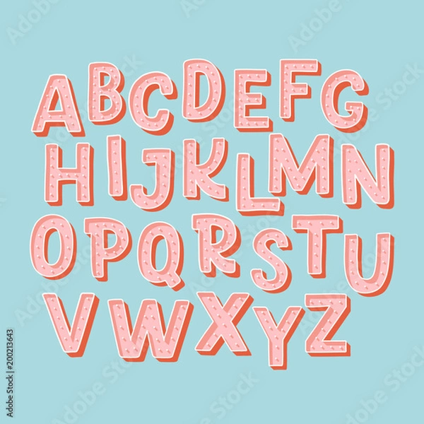 Fototapeta Cute hand drawn alphabet made in vector. Doodle letters for your design. Isolated characters. Handdrawn display font for DIY projects and kids design.