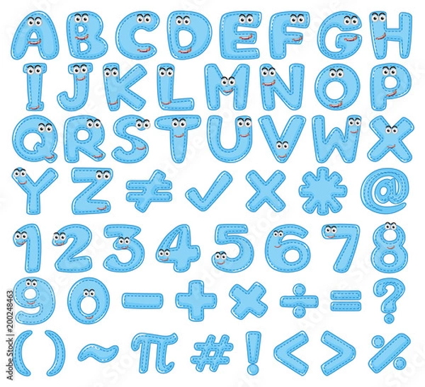Obraz Font design for english letters and numbers in blue