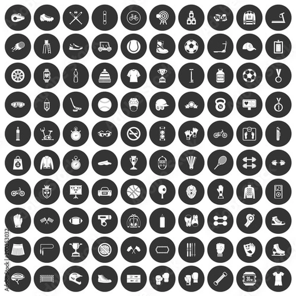 Obraz 100 sport accessories icons set black circle
