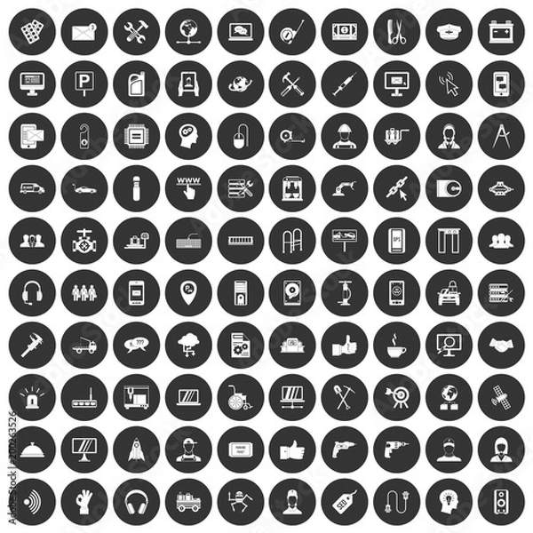 Fototapeta 100 support icons set black circle