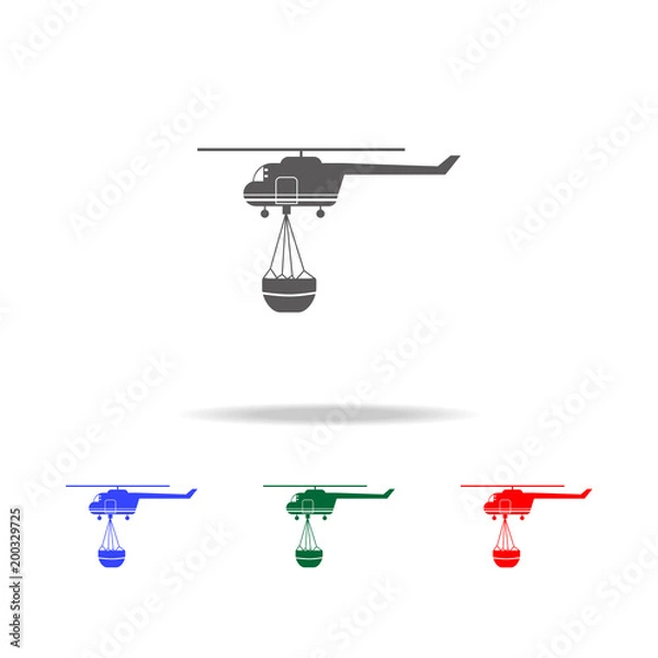 Fototapeta Fire service helicopter icon. Elements of firefighter multi colored icons. Premium quality graphic design icon. Simple icon for websites, web design, mobile app, info graphics