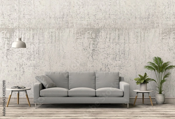 Obraz 3D rendering of interior modern living room 