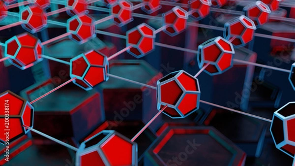 Fototapeta Blockchain network concept. 3d illustration.
