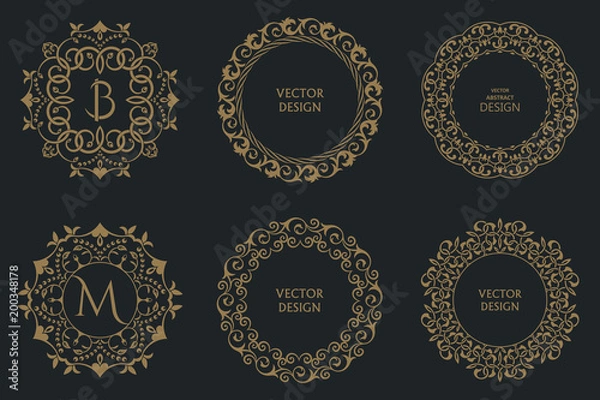 Fototapeta Set of circular baroque patterns