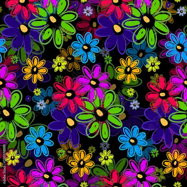 Fototapeta Seamless repeating floral pattern
