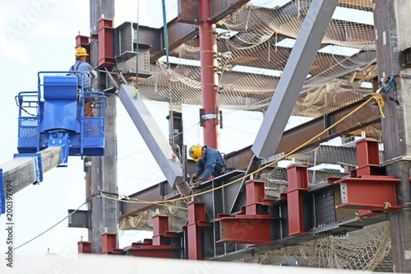 Fototapeta 鉄骨工事（制震ブレース取り付け）