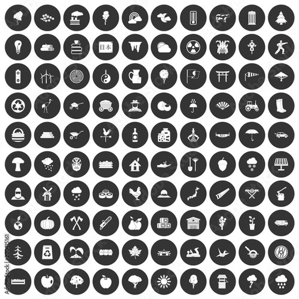 Obraz 100 tree icons set black circle