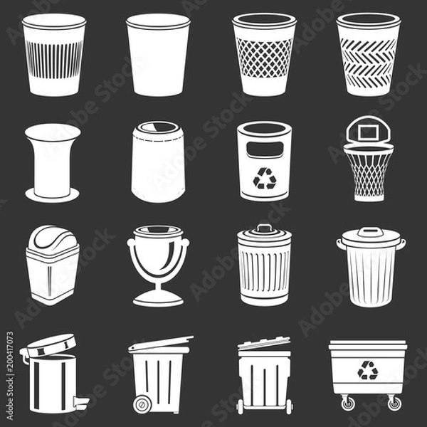 Fototapeta Trash can icons set grey vector