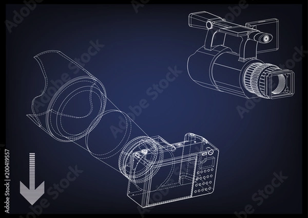 Fototapeta Camera on blue