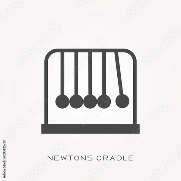 Obraz Silhouette icon Newtons cradle