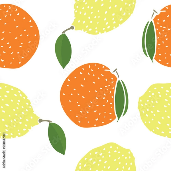 Obraz Food collection Lemons and oranges Seamless pattern