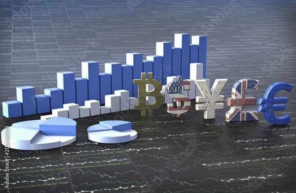 Obraz Analizowane są waluty obce