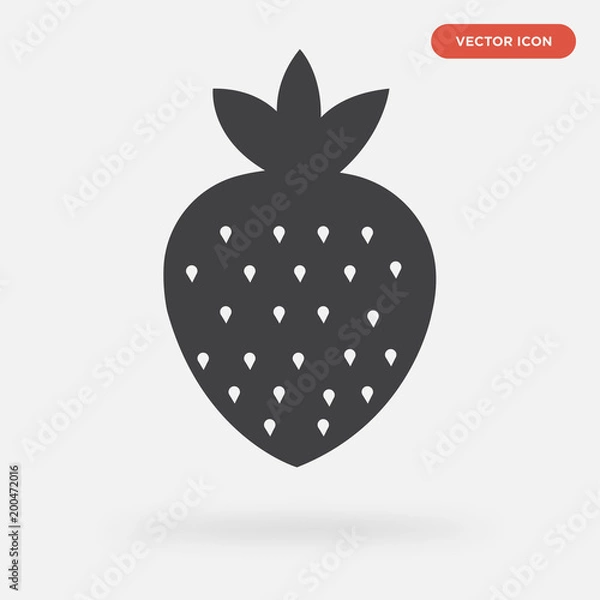 Obraz stawberry icon isolated on grey background, in black, vector icon illustration