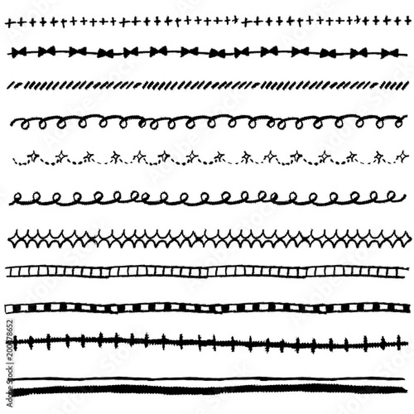 Obraz 手書き　チョークとクレヨンの素材 線1