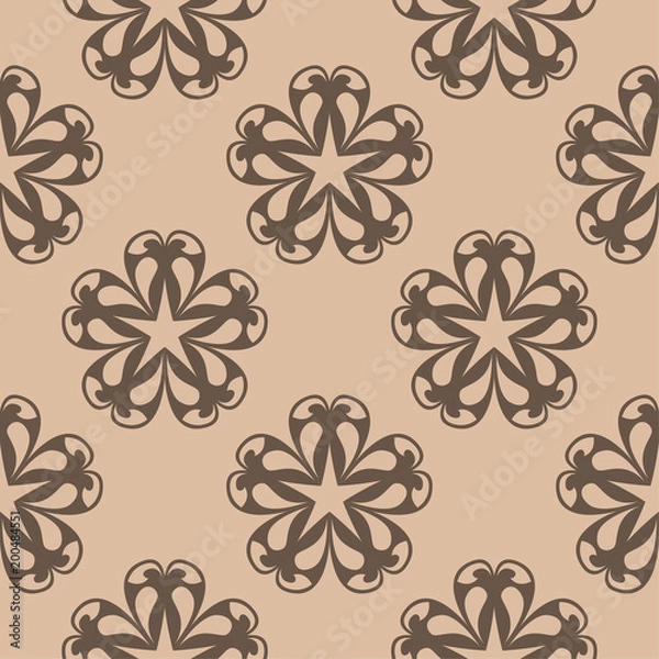 Obraz Brown floral seamless pattern on beige background