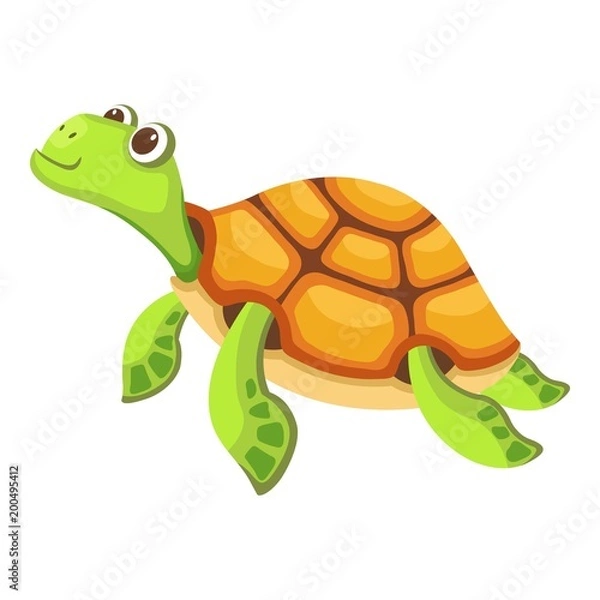 Fototapeta Swimming turtle icon. Cartoon illustration of swimming turtle vector icon for web