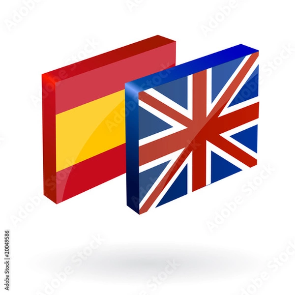 Obraz english spanish translation button 3d vector