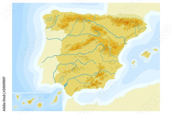 Obraz mapa de españa fisico