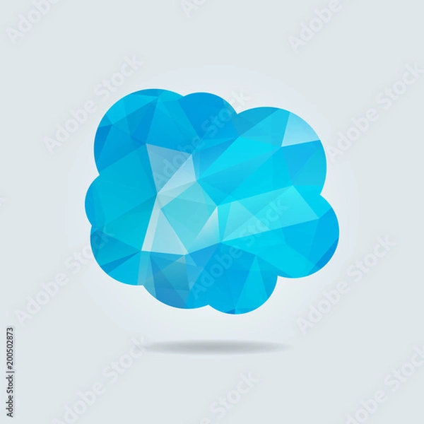 Fototapeta Vector illustration of blue triangle paper cloud on grey background