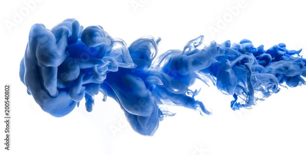 Obraz blue dye in water on white background