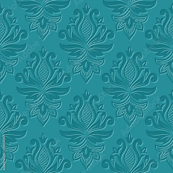 Fototapeta Vintage damask seamless pattern. Classical luxury texture for wallpapers, wrapping, textile. Vector Illustration