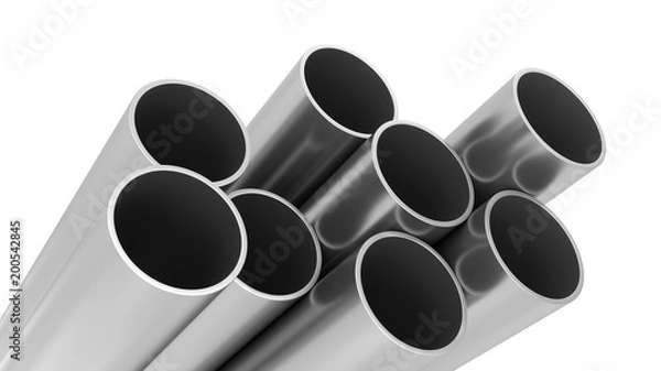 Fototapeta 3D Rendering Metal Pipes isolated on white