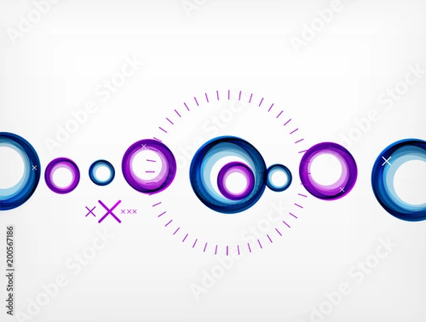 Obraz Flying abstract circles, vector geometric background, color air bubbles, web banner template, business or technology presentation background or elements