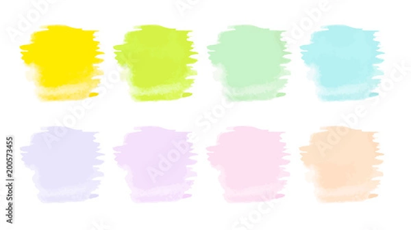 Fototapeta Vector colorful paint smear stroke stain set. Abstract textured art illustration. Acrylic Texture Paint Stain Illustration. Hand drawn brush strokes vector elements. Spring and summer colors.