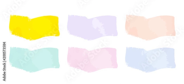 Fototapeta Vector colorful paint smear stroke stain set. Abstract textured art illustration. Acrylic Texture Paint Stain Illustration. Hand drawn brush strokes vector elements. Spring and summer colors.