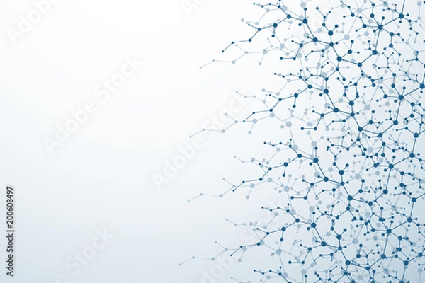 Fototapeta Molecule structure with particles. Scientific medical research. Science and technology backgroud. Molecular concept. Vector illustration.