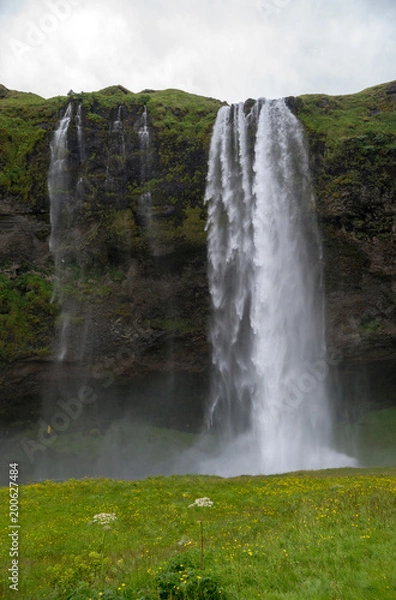 Fototapeta Waterfall Seljalandsfoss in the south coast of Iceland.