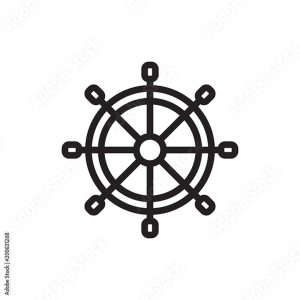 Fototapeta boat steering outline vector icon