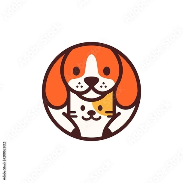 Obraz dog cat pet circle round cartoon logo vector icon