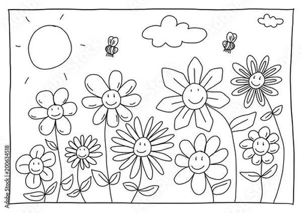 Obraz Kolorowanie kwiatów obrazu