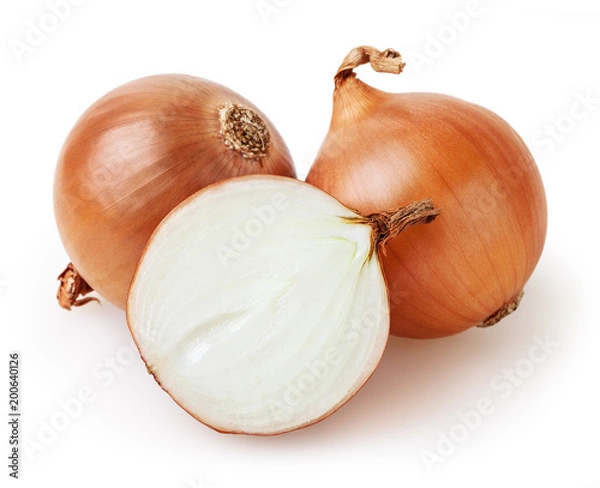 Obraz Bulbs of onion isolated on white background with clipping path