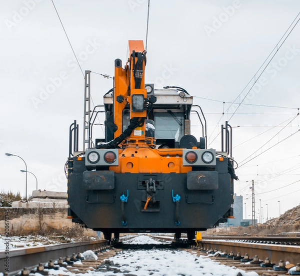 Obraz Tren en vía nevada
