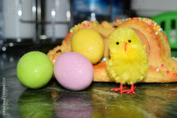 Obraz chocolate eggs of various colors with decorations