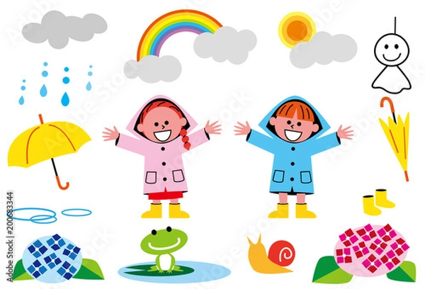 Fototapeta 梅雨　イラストセット