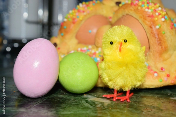 Obraz chocolate eggs of various colors with decorations