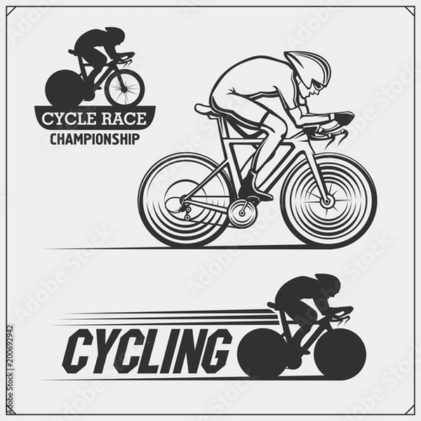 Obraz Set of cycle racing labels, badges, emblems and design elements.